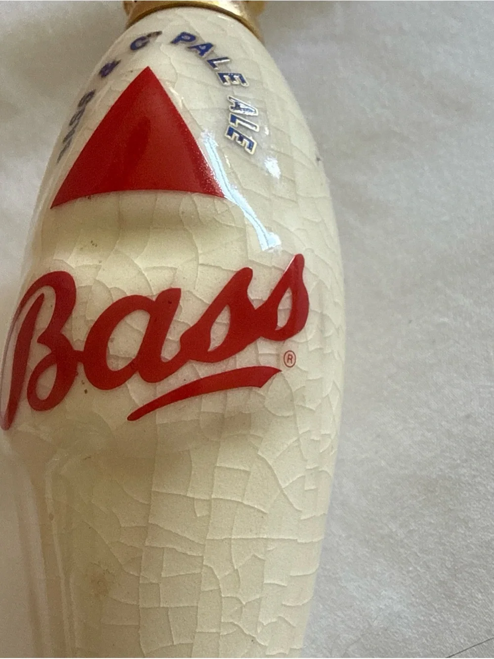 Bass Ceramic Tap Handle in Cream, Black & Red - Bass has some wear